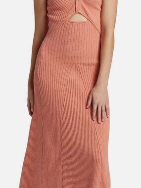 Anna Quan Women's Orange Galina Rib-Knit Dress Size 6